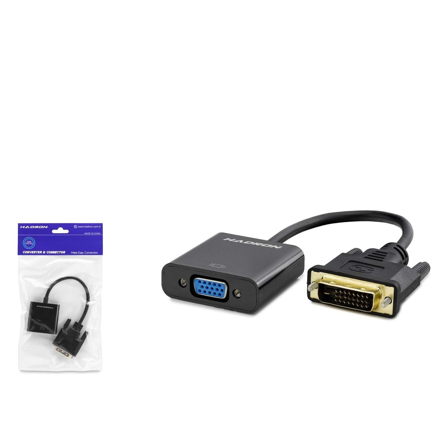 Hadron HDX7781 DVI (M) 24+1 - VGA (F) 1080p Dönüştürücü Adaptör - Siyah