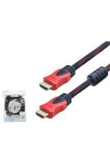 Hadron HDX2002 v1.4 5mt Örgülü HDMI Kablo - Siyah-Kırmızı