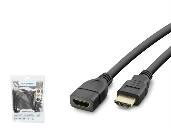 Hadron HDX2043 HDMI (F) - HDMI (M) v1.4 1mt HDMI Uzatma Kablosu - Siyah