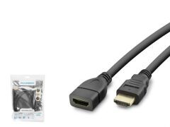 Hadron HDX2043 HDMI (F) - HDMI (M) v1.4 1mt HDMI Uzatma Kablosu - Siyah