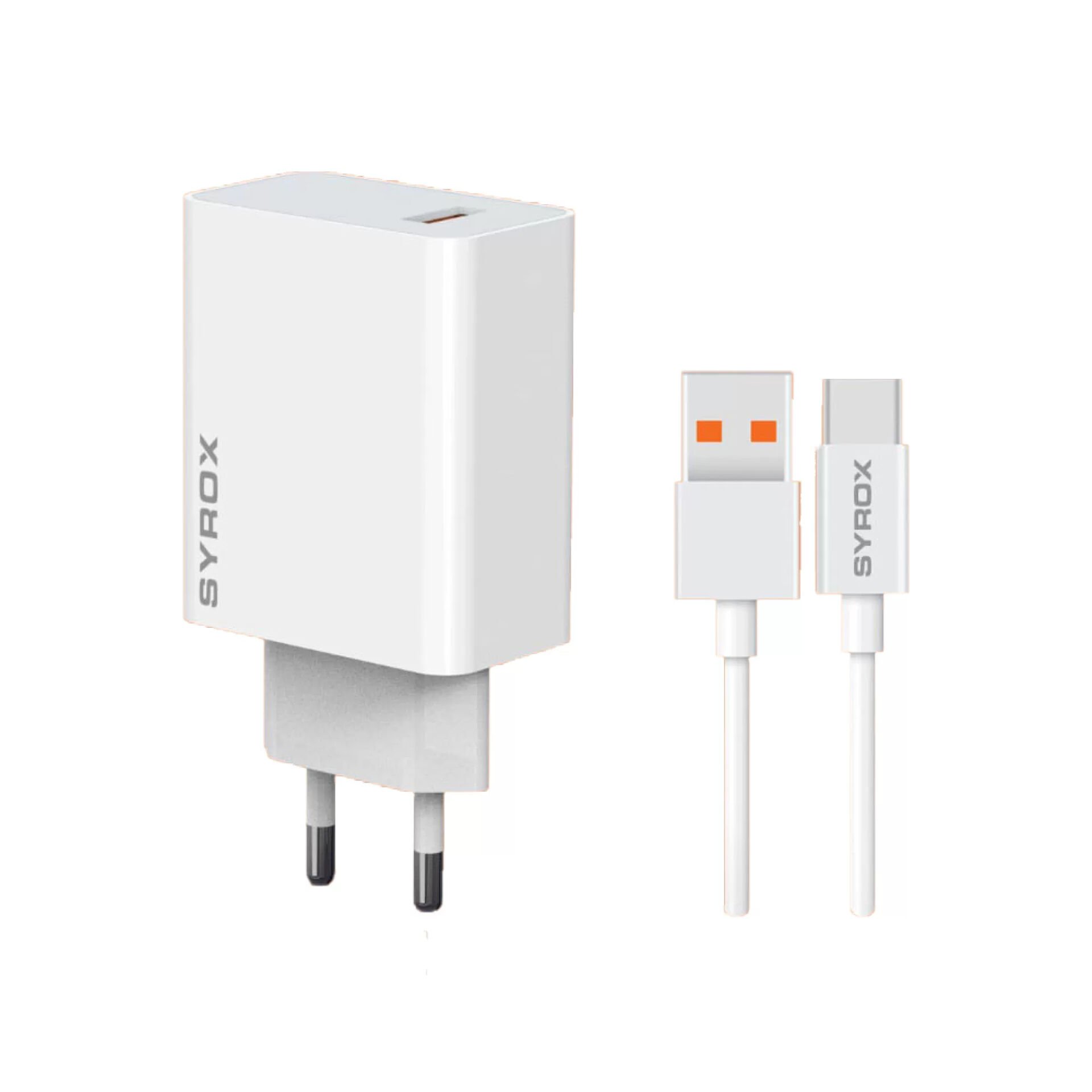 Syrox M67T 3.0A 67W Turbo 1mt USB-A - Type-C Kablolu 1xUSB-A Çıkışlı Şarj Cihazı - Beyaz