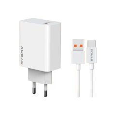 Syrox M67T 3.0A 67W Turbo 1mt USB-A - Type-C Kablolu 1xUSB-A Çıkışlı Şarj Cihazı - Beyaz