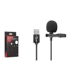 Hadron HD569 1.50mt USB Kablolu Yaka Tipi Bilgisayar Mikrofonu - Siyah