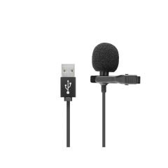 Hadron HD569 1.50mt USB Kablolu Yaka Tipi Bilgisayar Mikrofonu - Siyah