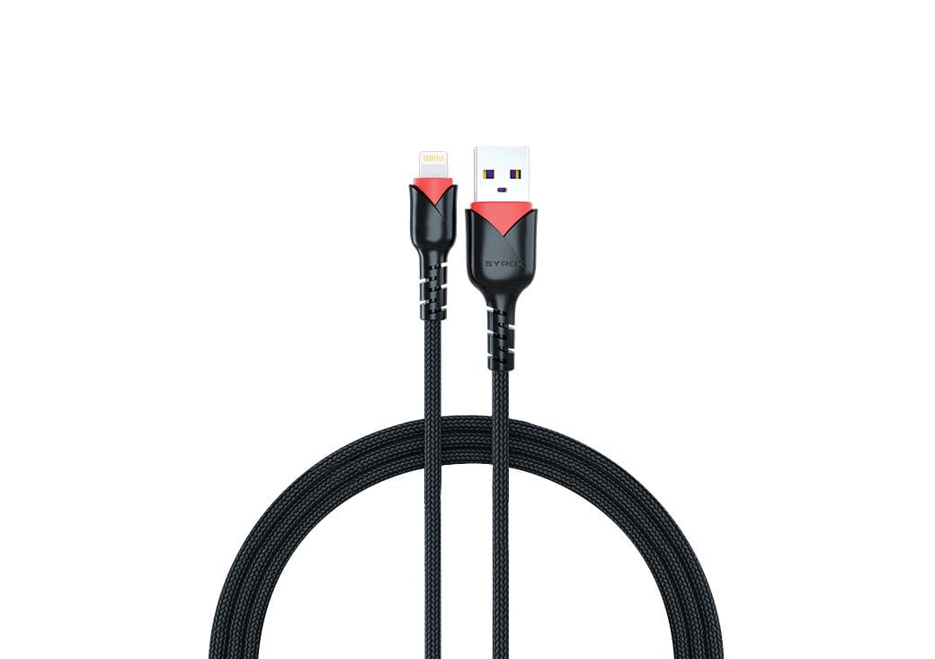 Syrox C93 2.0A 1mt USB-A -  Lightning Şarj & Data Kablosu - Siyah