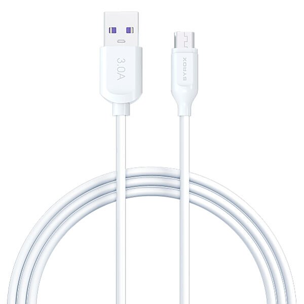 Syrox C108 3.0A 18W 1mt USB-A - Micro USB Şarj & Data Kablosu - Beyaz
