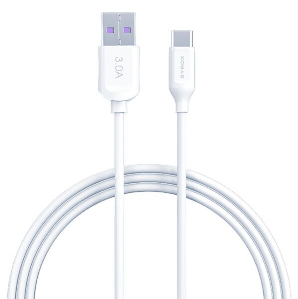 Syrox C110 3.0A 18W 1mt USB-A - Type-C Şarj & Data Kablosu - Beyaz
