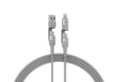 Syrox C142 60W PD 1.21mt Type-C - USB-A & Type-C - Lightning Dönüştürücülü Örgülü Type-C - Type-C Şarj & Data Kablosu - Gri