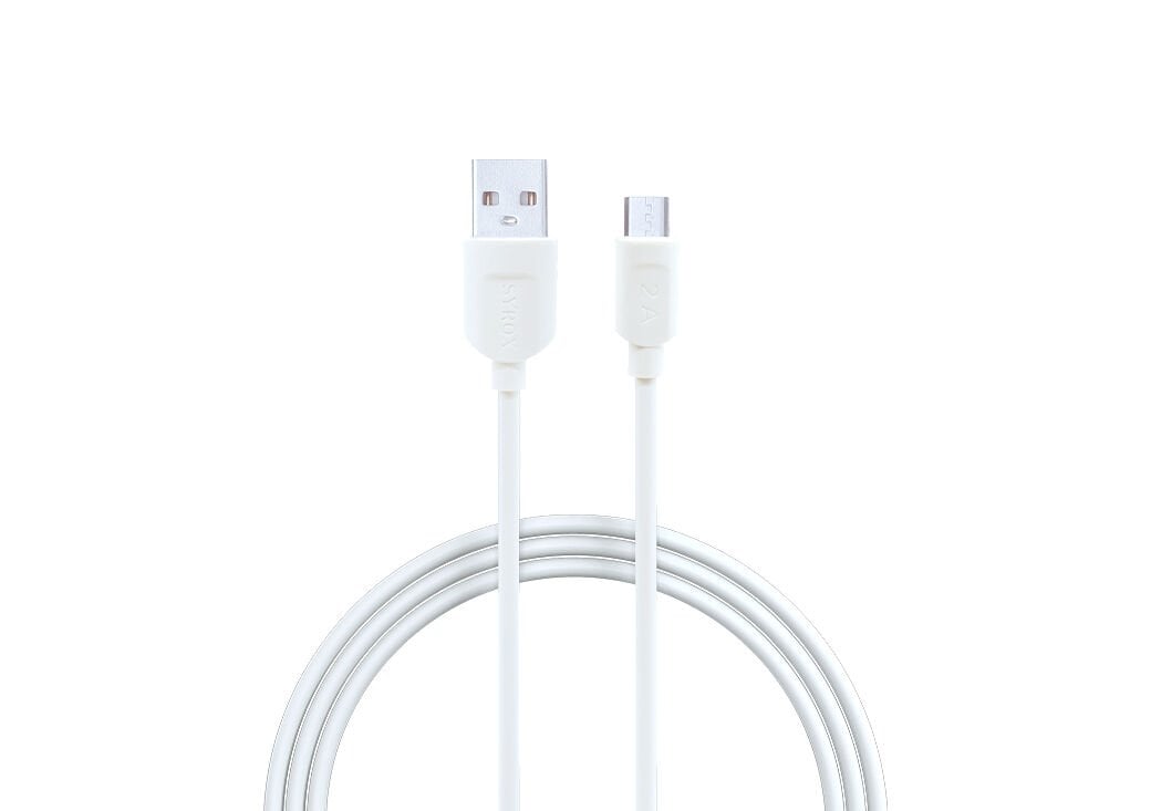 Syrox C65 Eko 2.0A 1mt USB-A - Micro USB Şarj & Data Kablosu - Beyaz