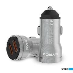 Syrox SC20B 3.1A 20W 2xUSB-A Çıkışlı Hızlı Araç Şarj Cihazı - Gri