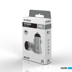 Syrox SC20B 3.1A 20W 2xUSB-A Çıkışlı Hızlı Araç Şarj Cihazı - Gri