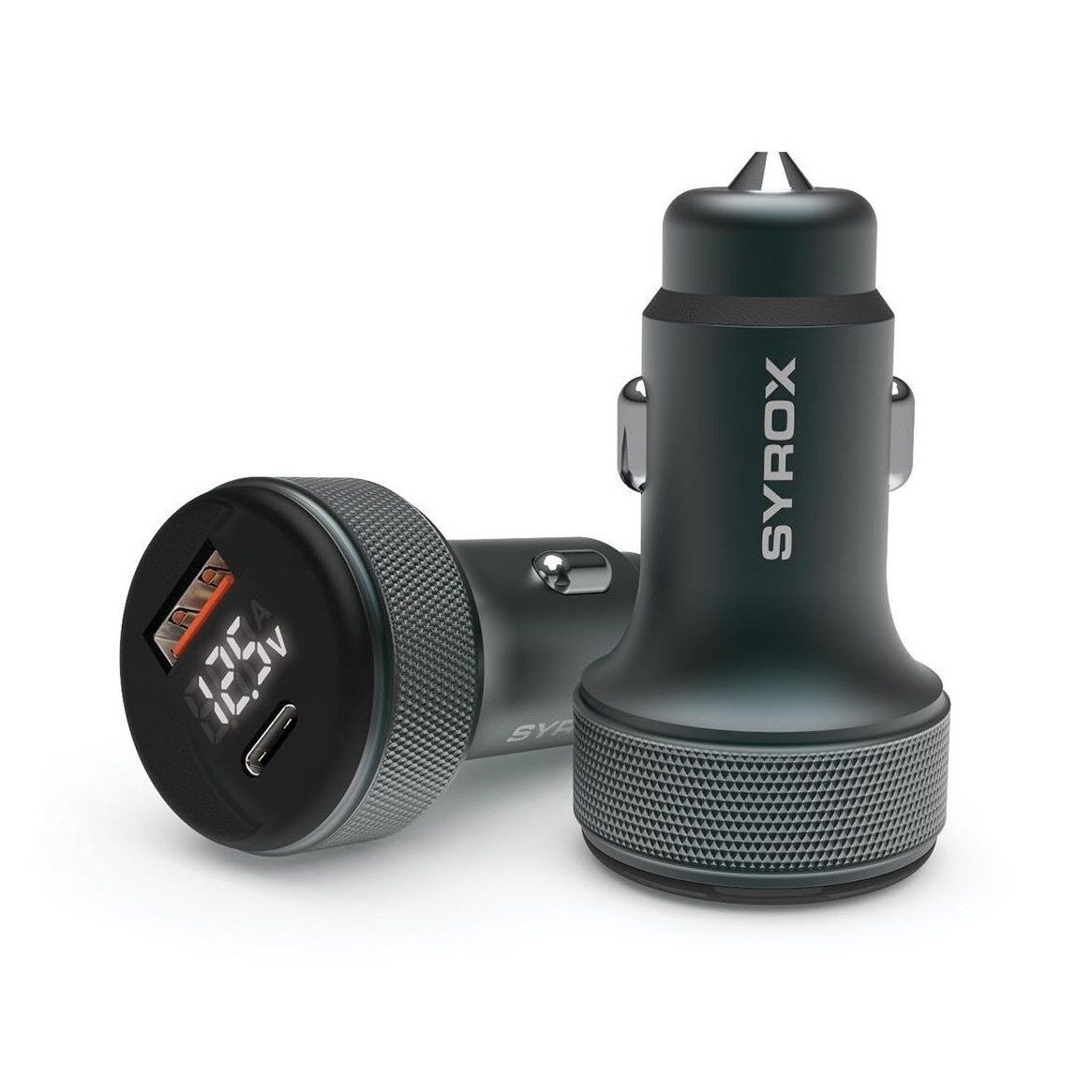 Syrox SC30B 3.1A 30W PD Q.C. 3.0 1xType-C + 1xUSB-A Çıkışlı Hızlı Araç Şarj Cihazı - Siyah