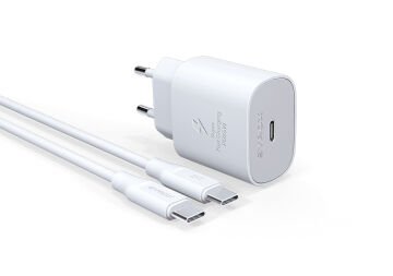 Syrox PD25T 3.0A 25W PD 1mt Type-C - Type-C Kablolu 1xType-C Çıkışlı Şarj Cihazı - Beyaz