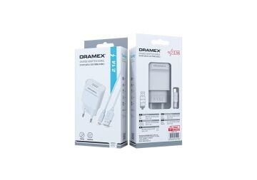 Dramex D21L 2.1A 1mt USB-A - Lightning Kablolu 1xUSB-A Port Çıkışlı Şarj Cihazı - Beyaz
