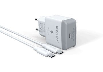 Syrox PD18T 3.0A 18W PD 1mt Type-C - Type-C Kablolu 1xType-C Port Çıkışlı Şarj Cihazı - Beyaz