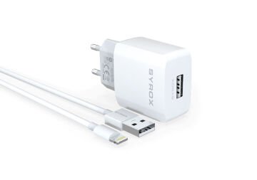 Syrox J46 1.6A 1mt USB-A - Lightning Kablolu 1xUSB-A Port Çıkışlı Şarj Cihazı - Beyaz