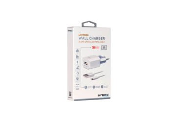 Syrox J46 1.6A 1mt USB-A - Lightning Kablolu 1xUSB-A Port Çıkışlı Şarj Cihazı - Beyaz