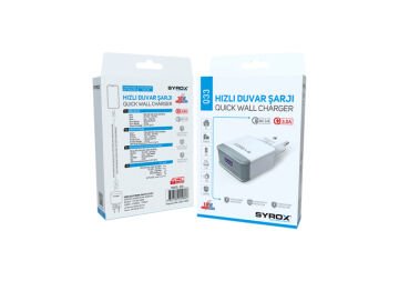 Syrox Q33 3.0A 18W 1xUSB-A Port Çıkışlı Şarj Cihazı - Beyaz
