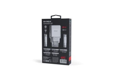 Syrox PD20L 3.0A 20W PD 1mt Type-C - Lightning Kablolu 1xType-C Port Çıkışlı Şarj Cihazı - Beyaz