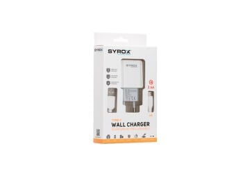 Syrox J48 2.6A 1mt USB-A - Type-C Kablolu 1xUSB-A Port Çıkışlı Şarj Cihazı - Beyaz