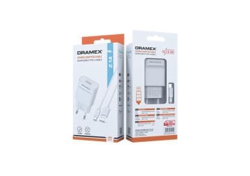 Dramex D21T 2.1A 1mt USB-A - Type-C Kablolu 1xUSB-A Port Çıkışlı Şarj Cihazı - Beyaz