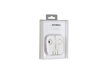 Syrox K12 Earbuds 1.20mt 3.5mm AUX Kablolu Mikrofonlu Kulakiçi Kulaklık - Beyaz