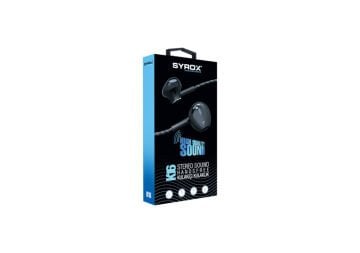 Syrox K16 Earbuds 3.5mm AUX 1.20mt Kablolu Mikrofonlu Kulakiçi Kulaklık - Siyah