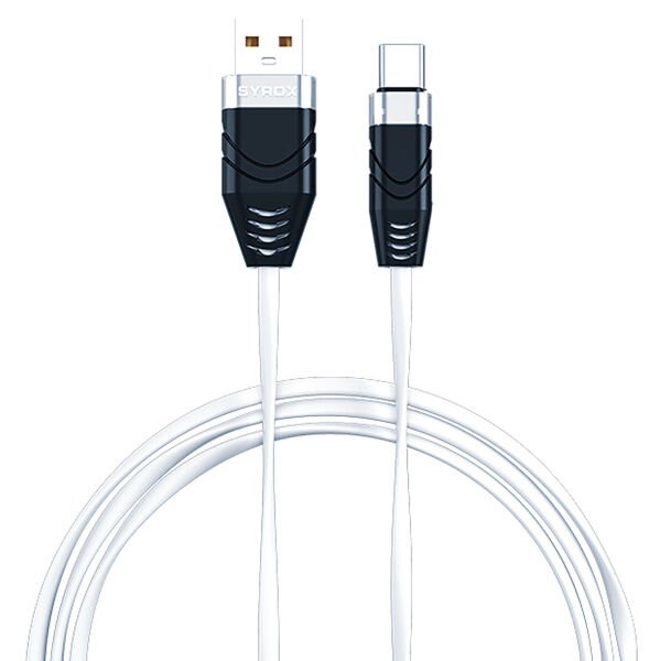 Syrox C102 2.1A 1mt Yassı USB-A - Type-C Şarj & Data Kablosu - Beyaz