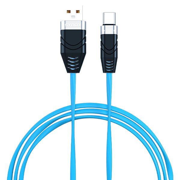 Syrox C102 2.1A 1mt Yassı USB-A - Type-C Şarj & Data Kablosu - Mavi