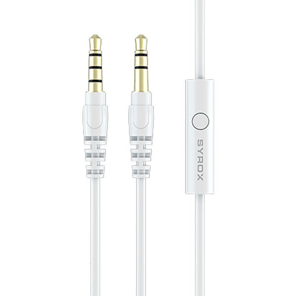 Syrox C118 3.5mm AUX 1.5mt Mikrofonlu Ses Kablosu - Beyaz