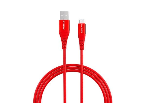 Syrox C89 2.0A 1mt Metal Başlıklı USB-A - Micro USB Şarj & Data Kablosu - Kırmızı