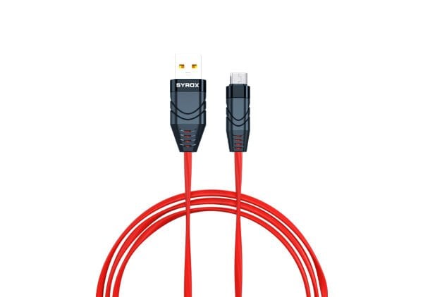 Syrox C99 2.0A 1mt Yassı USB-A - Micro USB Şarj & Data Kablosu - Kırmızı