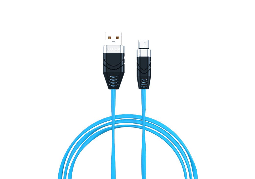 Syrox C99 2.0A 1mt Yassı USB-A - Micro USB Şarj & Data Kablosu - Mavi
