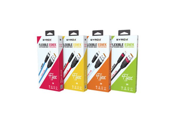 Syrox C99 2.0A 1mt Yassı USB-A - Micro USB Şarj & Data Kablosu - Mavi