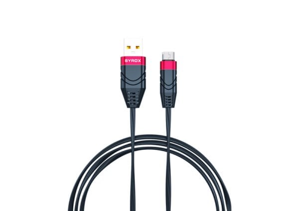 Syrox C99 2.0A 1mt Yassı USB-A - Micro USB Şarj & Data Kablosu - Siyah