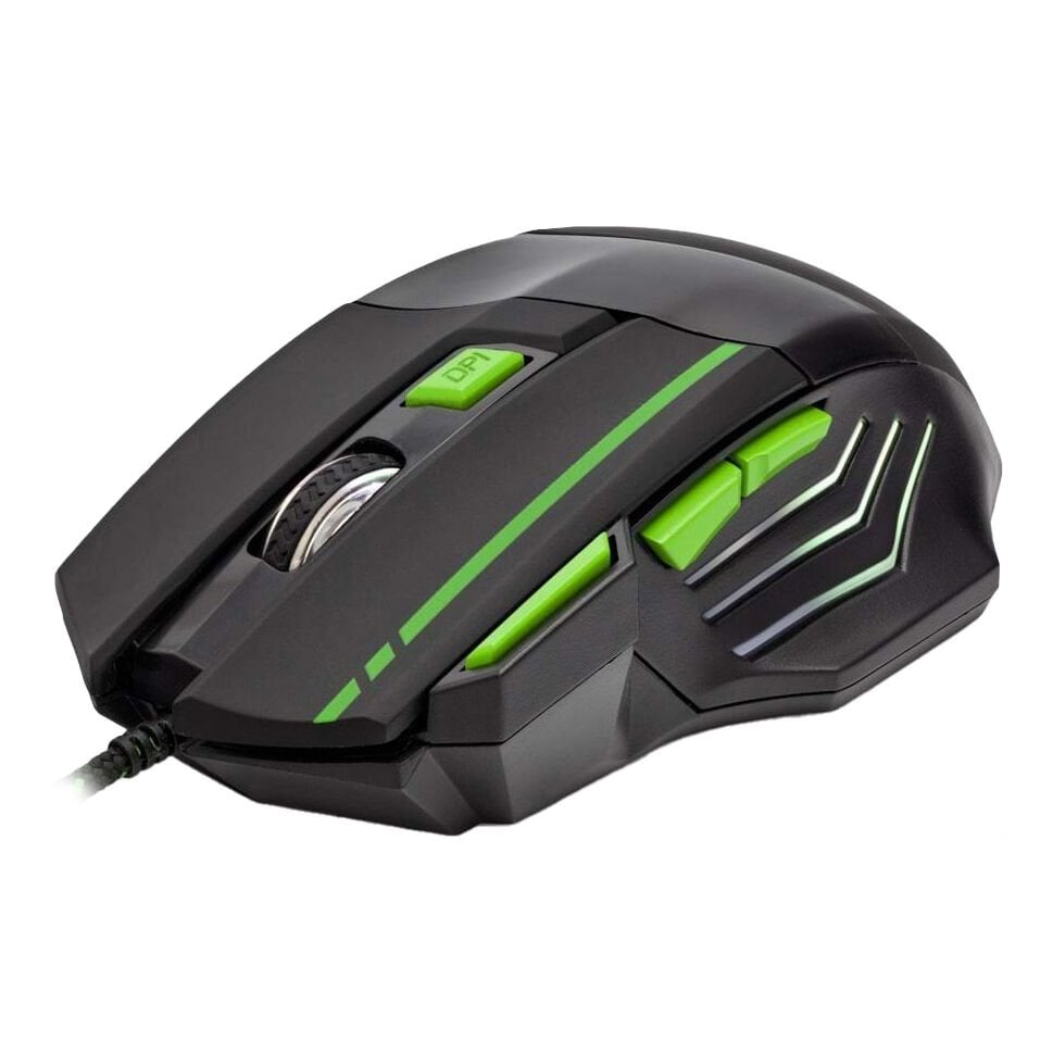 Hadron HDG30 3600dpi Ledli 1.44mt USB Kablolu Oyuncu Mouse - Yeşil-Siyah