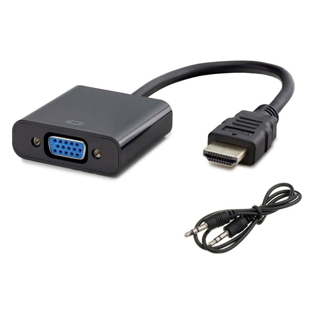 Hadron HDX2019 HDMI (E) - VGA (D) 1080p Sesli Dönüştürücü Adaptör - Siyah