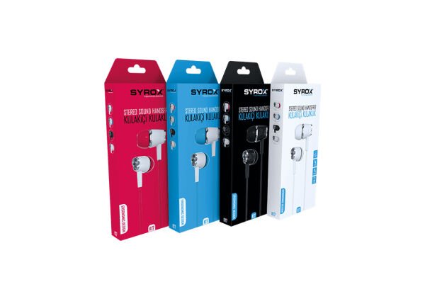 Syrox K17 1.20mt 3.5mm AUX Kablolu Mikrofonlu Kulakiçi Kulaklık - Beyaz