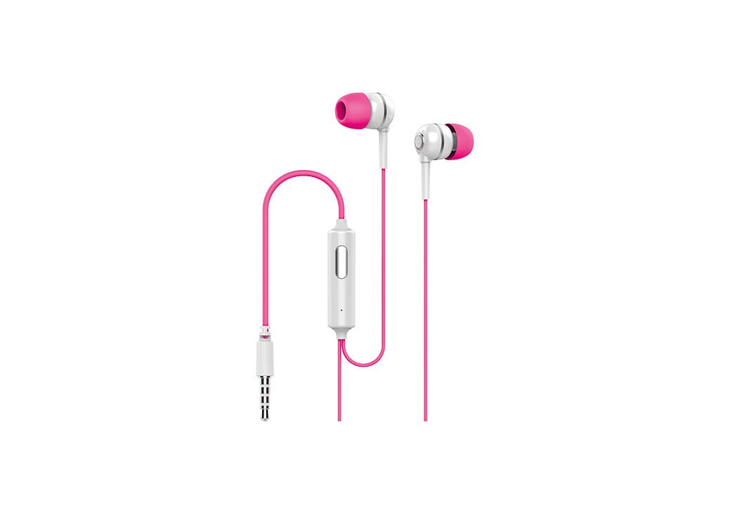 Syrox K7 1.20mt 3.5mm AUX Kablolu Mikrofonlu Kulakiçi Kulaklık - Pembe-Beyaz