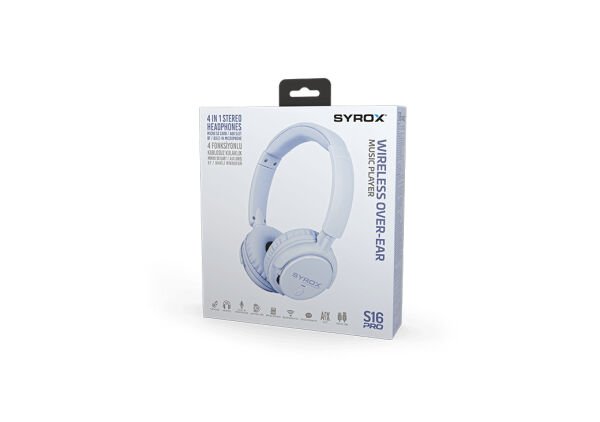 Syrox S16 Hafıza Kartı + 3.5mm AUX Destekli Bluetooth 5.0 Kablosuz Mikrofonlu Kulaküstü Kulaklık - Lila
